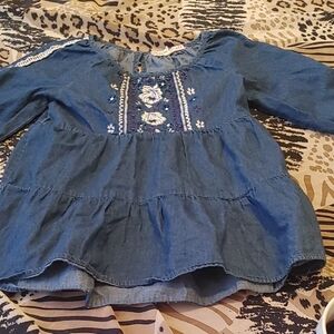 ✅$5 Add On Kandy Kiss Blue Kids Blouse with Embroidery Sz Med (7/8)